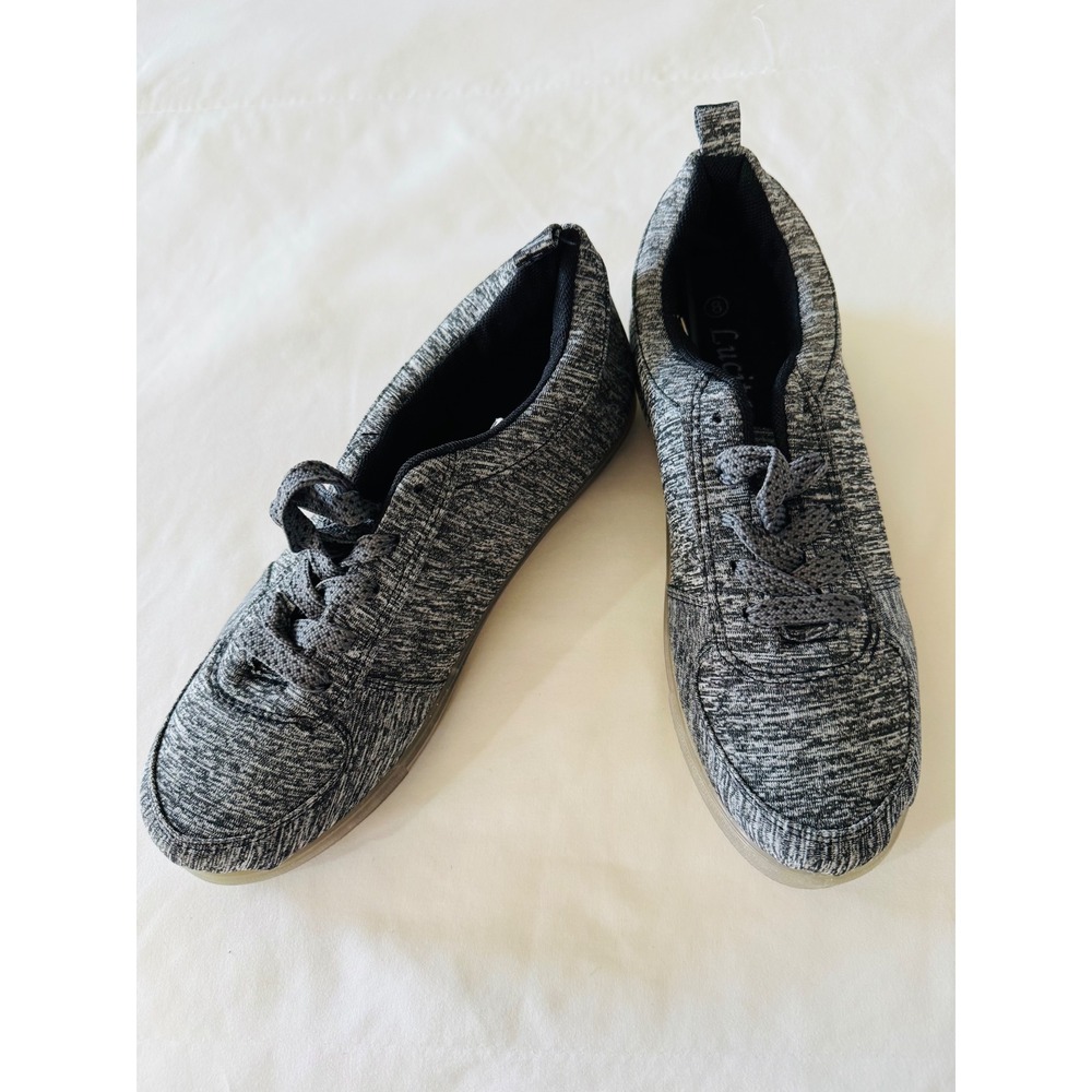 Lucita LIGHT-002 Mens Black Grey Marled Canvas Light Up Sneakers SZ 8 NOT TESTED